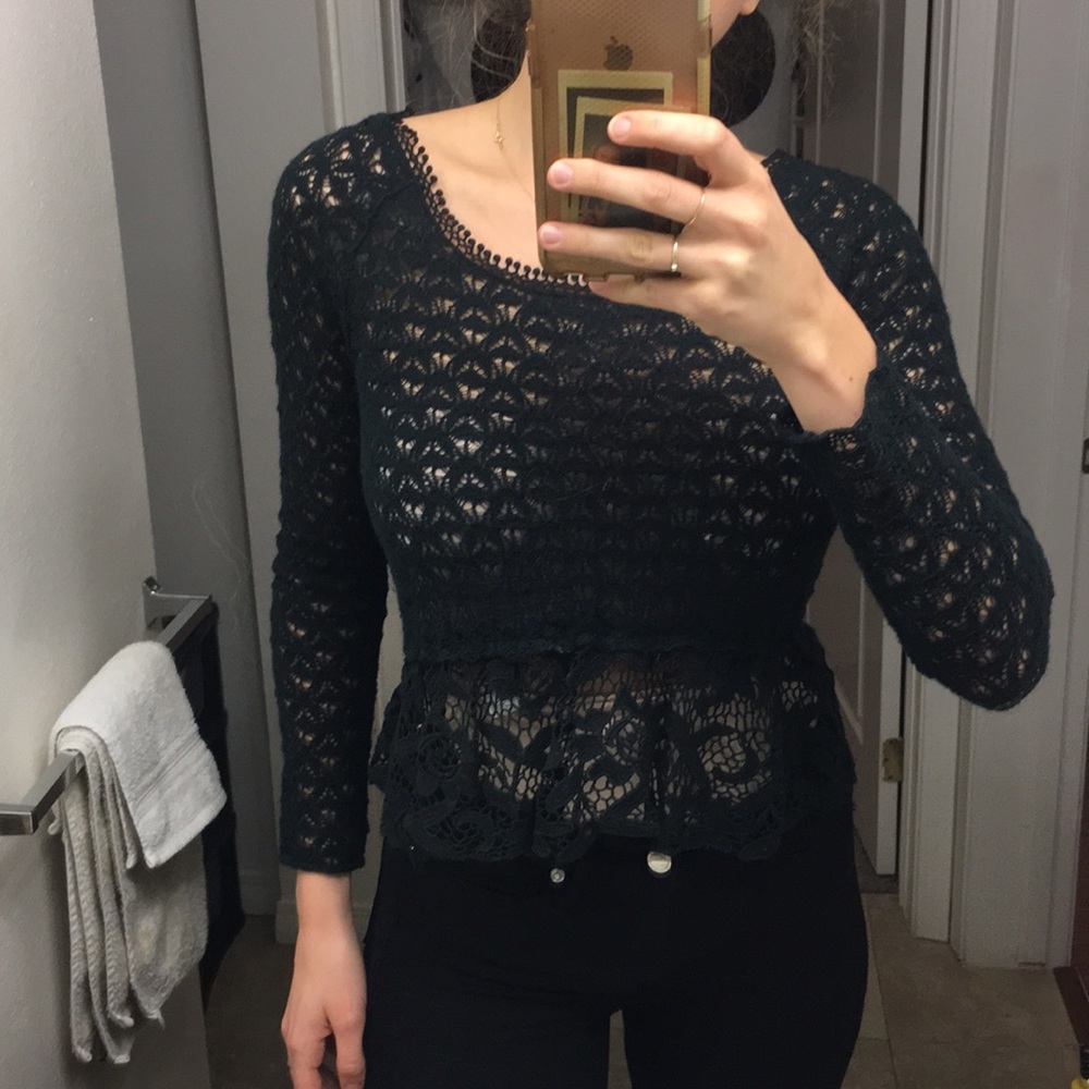 Black Lace Free People Blouse